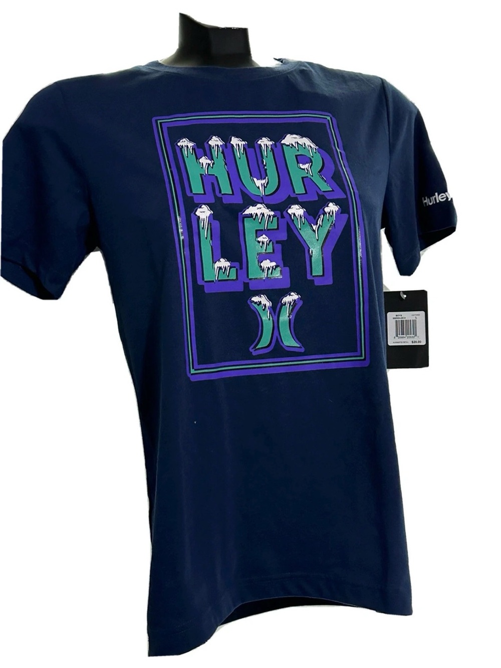 Hurley Men's Navy Graphic Logo T-Shirt Large